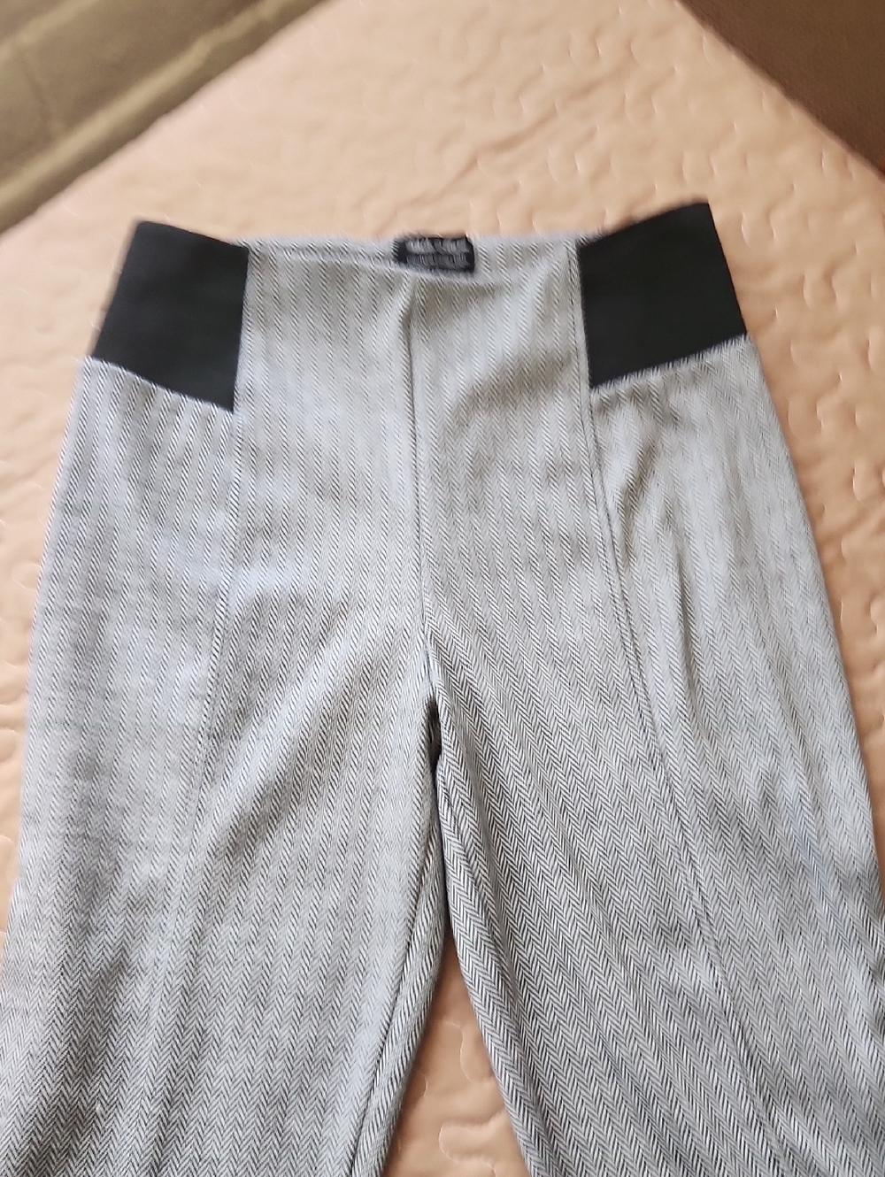 White Mark Black-and-White Herringbone Pants